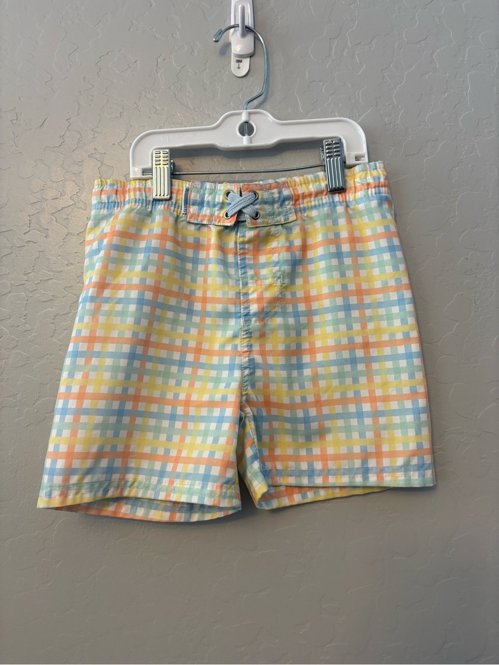 Ruggedbutts summertime gingham pastel swim trunks size 4t